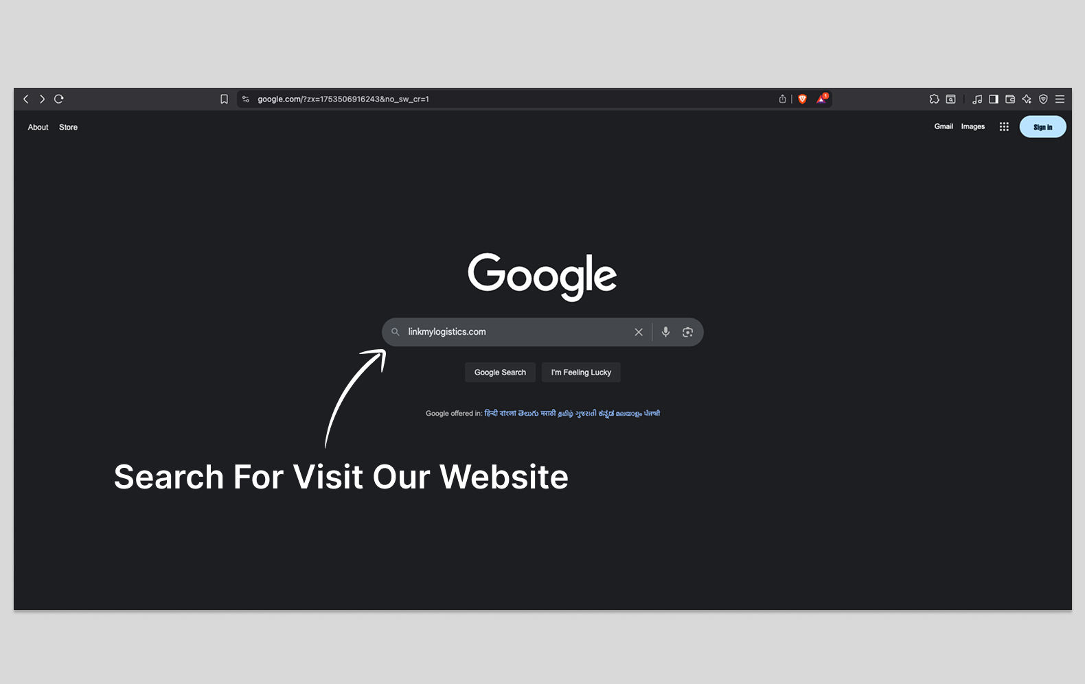 Google Search Page - Search for Our Platform